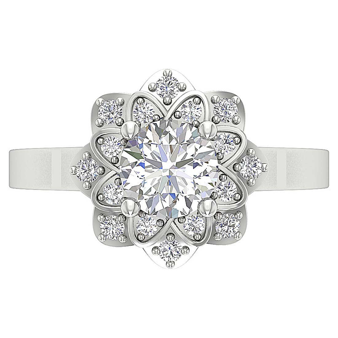 14k Rose Gold Double Halo Solitaire Anniversary Ring Round Diamond I1 G 1.30 Ct Prong Set