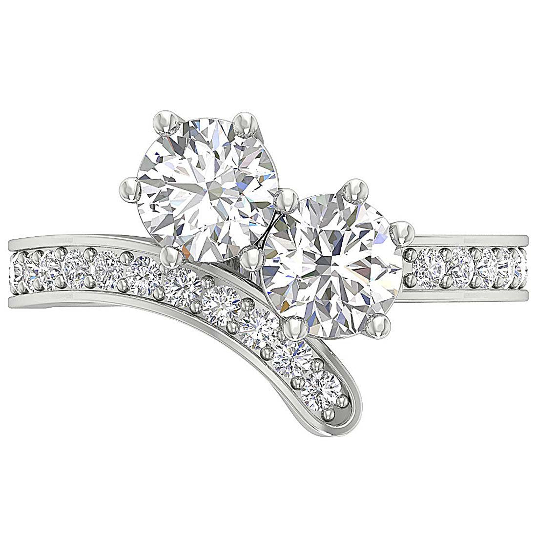 I1 G 2.10 Ct Forever Us Two Stone Solitaire Wedding Ring Genuine Diamond 14k Yellow Gold
