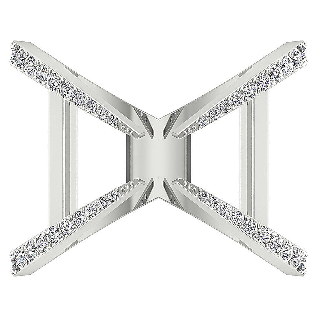 16.90 MM Designer Engagement Ring Natural Diamond I1 G 0.50 Ct 14K White Gold Prong Set