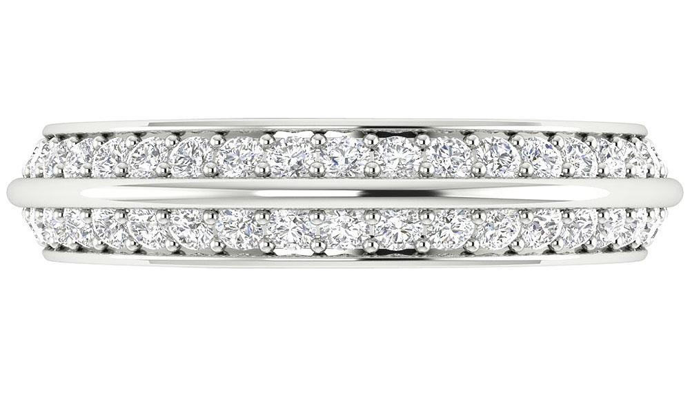 14K Rose Gold Prong Set Genuine Diamond VS1 E 1.50 Ct Two Tone Eternity Wedding Ring