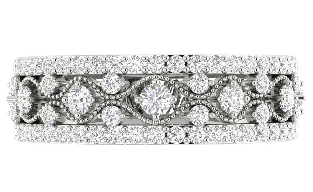 Natural Diamond Designer Engagement Ring SI1 G 0.75 Ct 14k Solid Gold Prong Set 6.35 MM