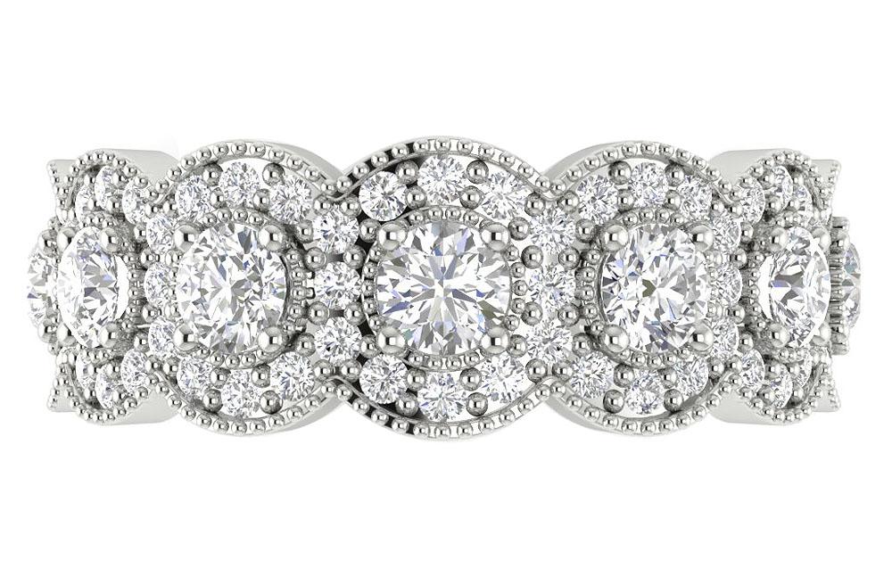 14k Solid Gold Halo Bridal Anniversary Ring Prong Set I1 G 1.20 Carat Round Diamond Cut
