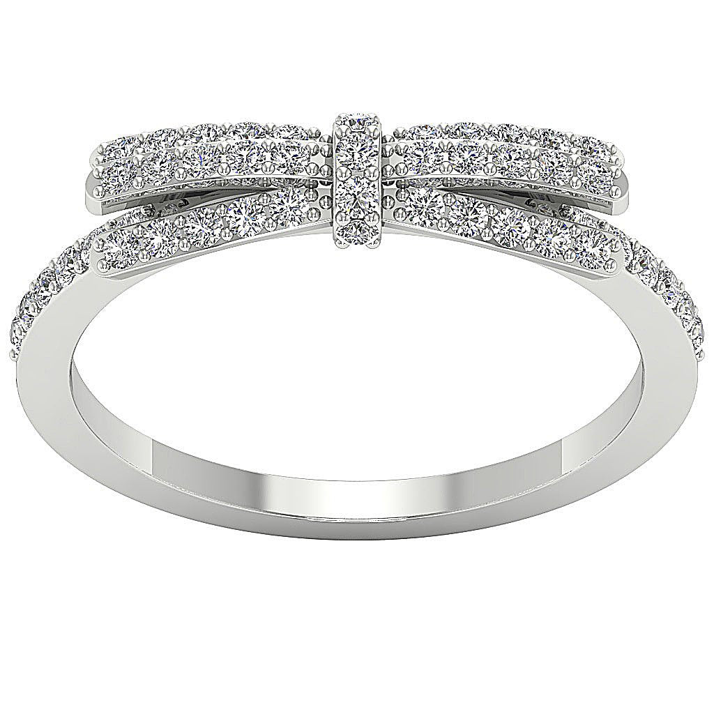 Bow Style 14K Solid Gold Wedding Diamond Ring I1 G 0.60Ct 5.45 MM