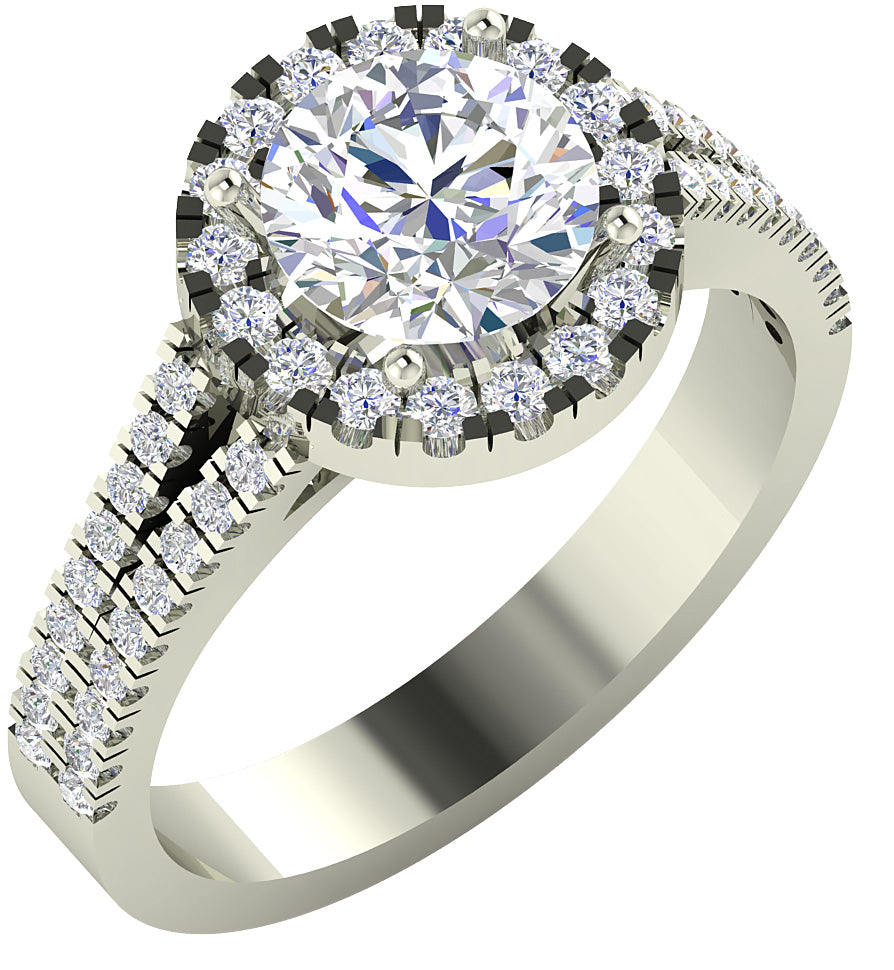 Split Shank Solitaire Halo Engagement Ring I1 G 2.00 Ct Round Diamond 14K Solid Rose Gold