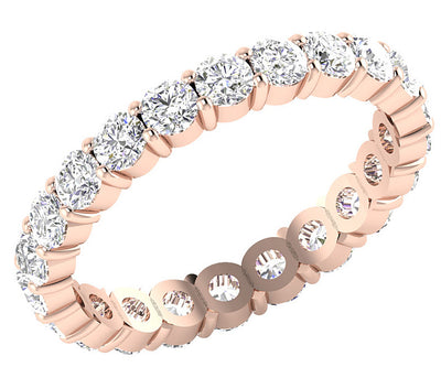Round Cut Diamond I1 G 2.00 Carat Eternity Engagement Ring Prong Set 14k Rose Gold