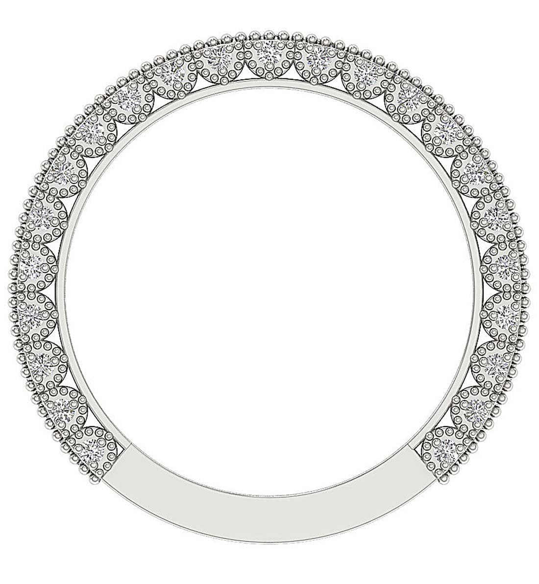 Anniversary Milgrain Round Cut Natural Diamond Ring SI1 G 0.70 Ct 2.70MM