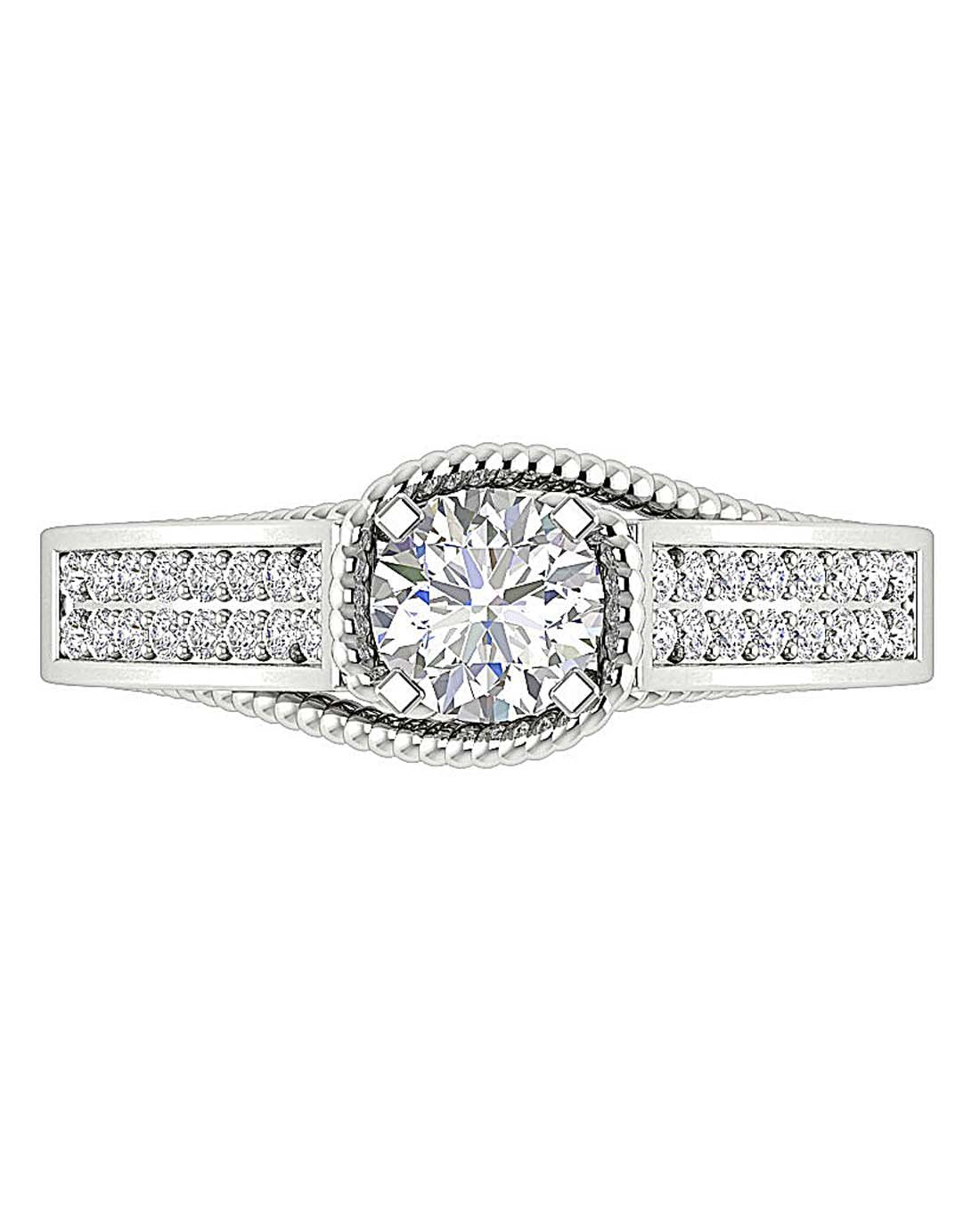 Accent Solitaire Anniversary Ring Round Diamond 14k White Gold I1 G 1.10 Ct Prong Set