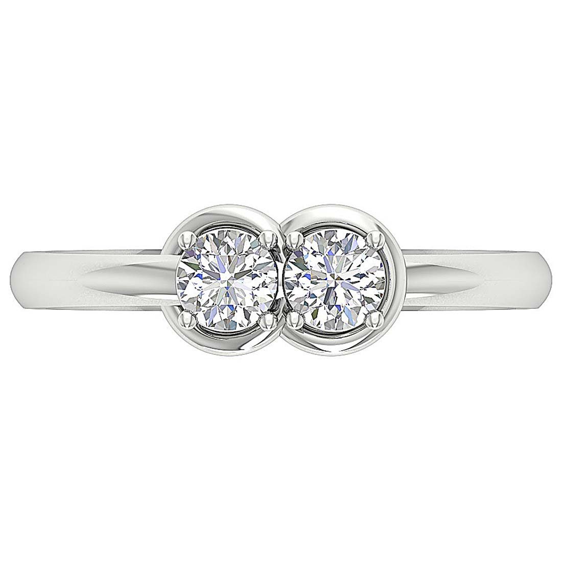 Forever Us Two Stone Solitaire Anniversary Ring Round Diamond I1 G 0.55 Ct Prong Set 6.00 MM