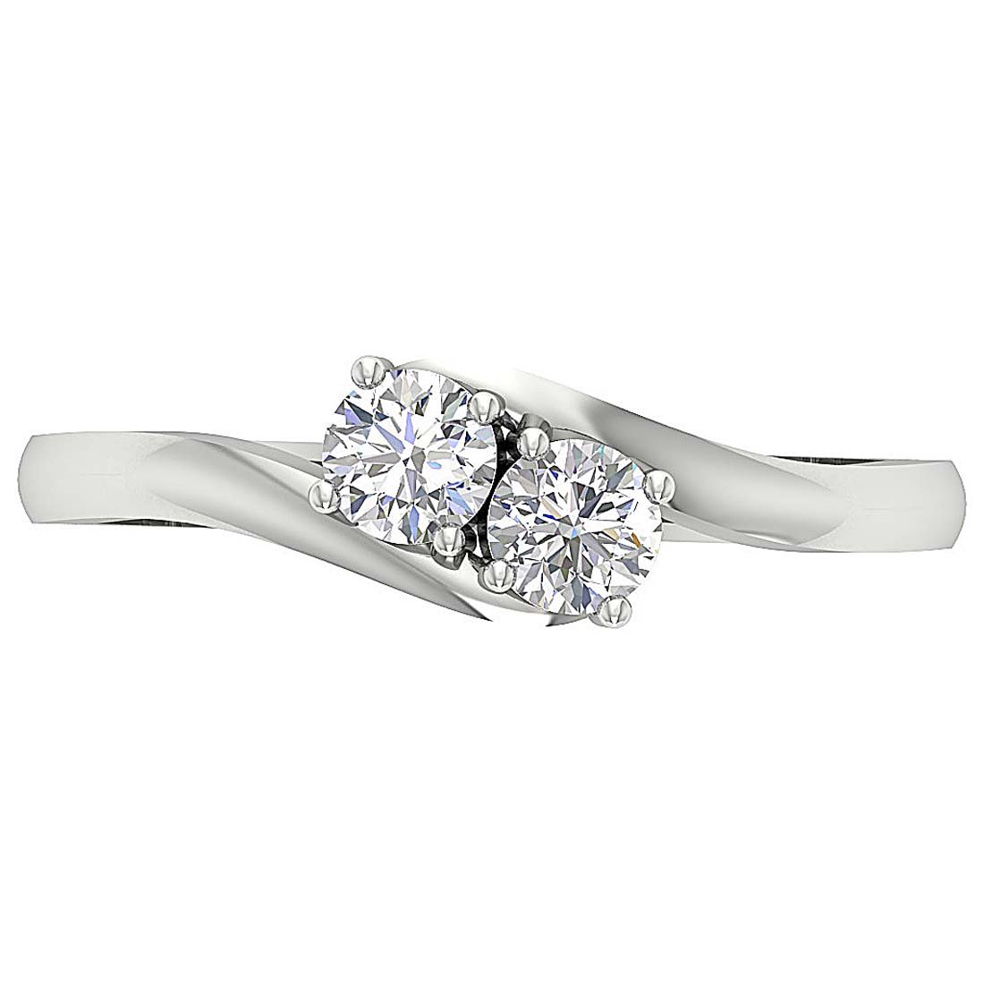 Natural Diamond Forever Us Two Stone Solitaire Engagement Ring I1 G 0.55 Ct Prong Set 14k White Gold
