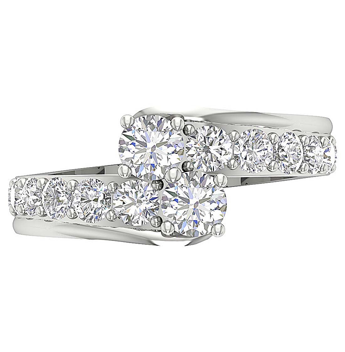 Prong Set Forever Us Two Stone Solitaire Anniversary Ring I1 G 2.10 Ct Round Diamond 14k Rose Gold