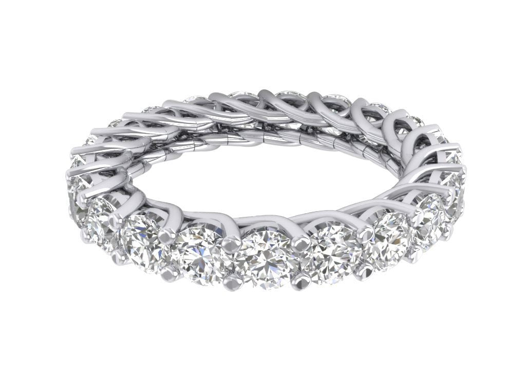 Natural Diamond Stackable Eternity Engagement Ring I1 G 3.20 Ct 14k White Gold Prong Set