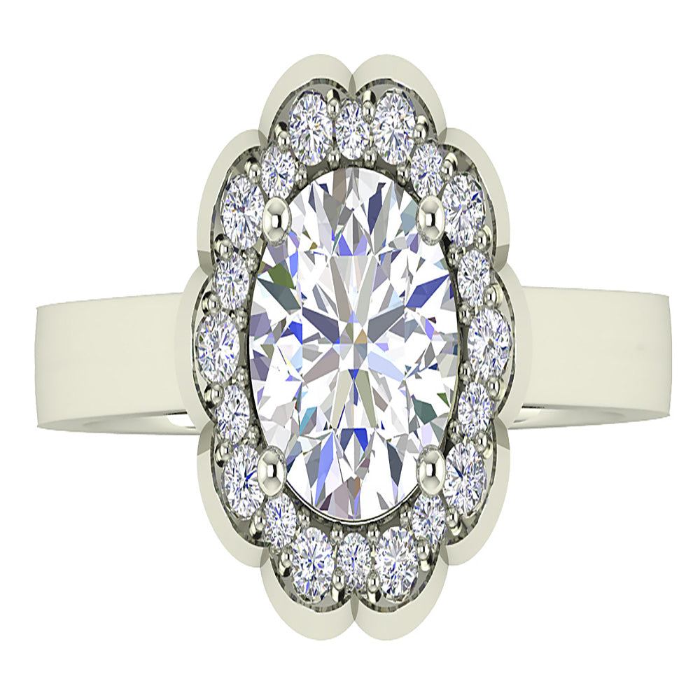 Flower Solitaire Halo Engagement Ring Prong Set I1 G 1.40 Ct Genuine Round Diamond 14K Yellow Gold Appraisal