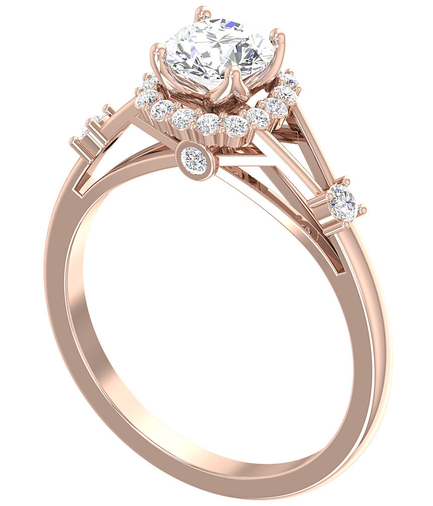 Designer Solitaire Halo Engagement Anniversary Ring SI1 G 1.00 Carat Round Cut Diamond 14K White Gold