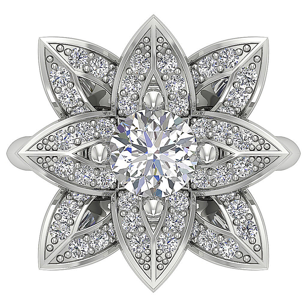 The Mack Leaf Designe Solitaire Diamond Engagement Ring For Women