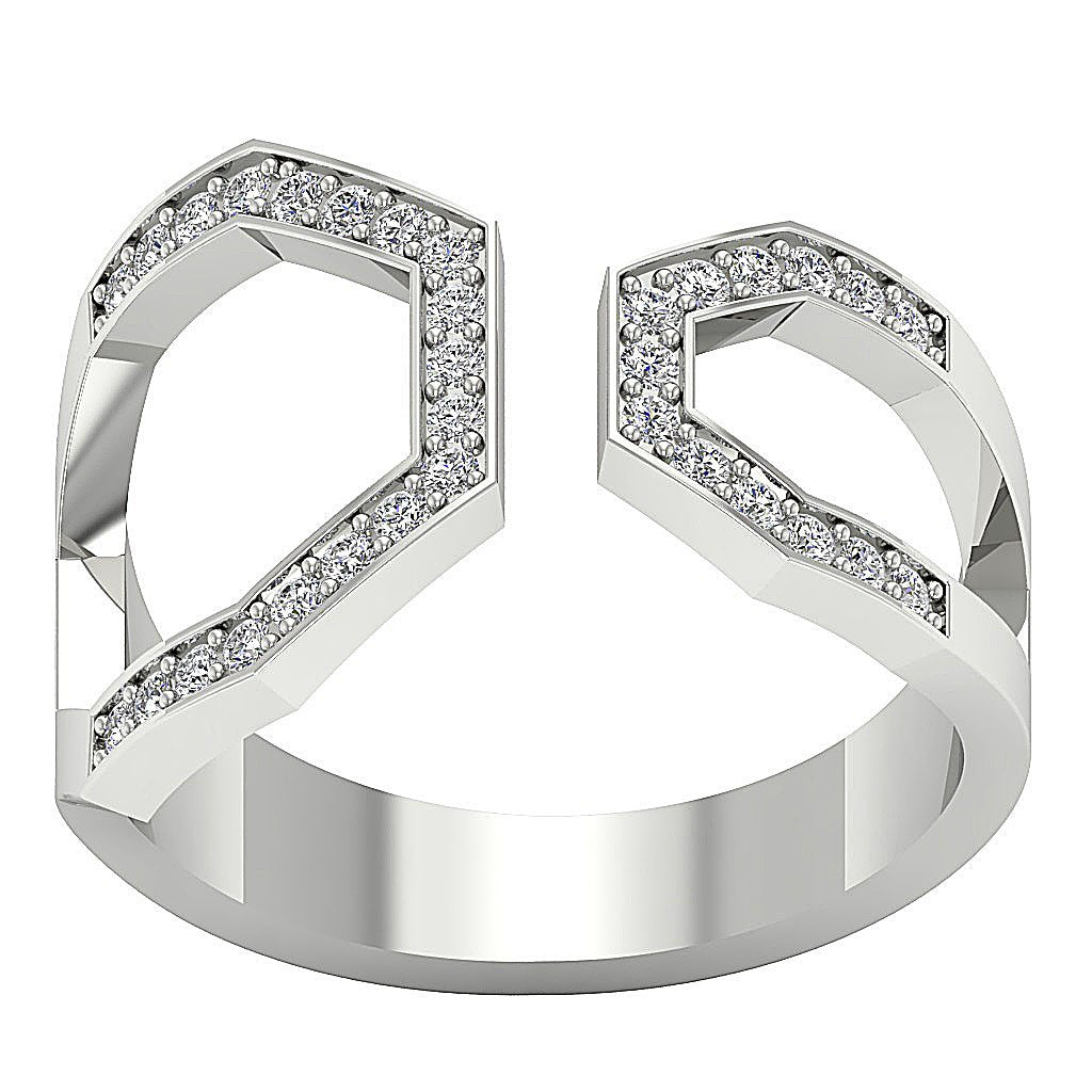 Open Anniversary Ring Round Diamond Prong Set SI1 G 0.35 Ct 14k Solid Gold 14.30 MM