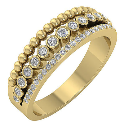 Natural Diamond Prong Bezel Set Anniversary Ring SI1 G 0.50 Ct 6.90MM