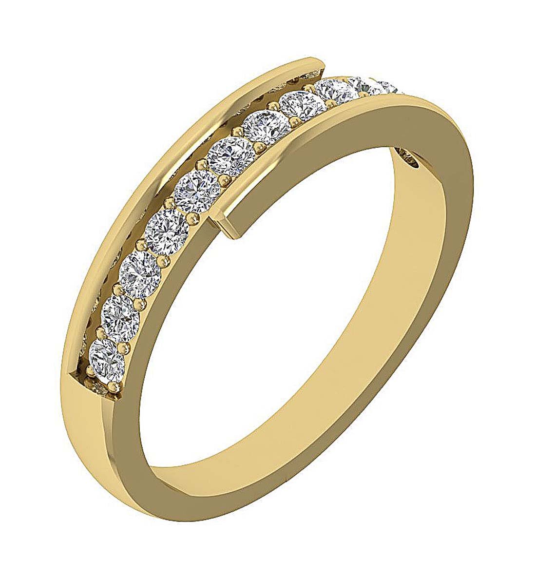 Genuine Diamond Prong Set 14K Gold Wedding Diamond Ring SI1 G 0.60 Ct 4.50 MM