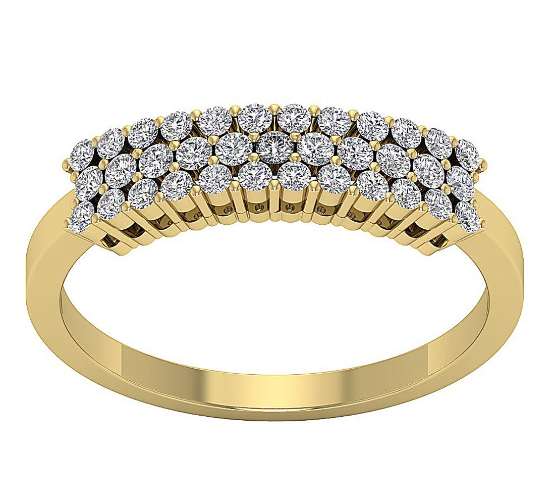 3 Row Wedding Ring I1 G 0.60 Ct Round Diamond Prong Set 14K White Yellow Rose Gold 4.35MM