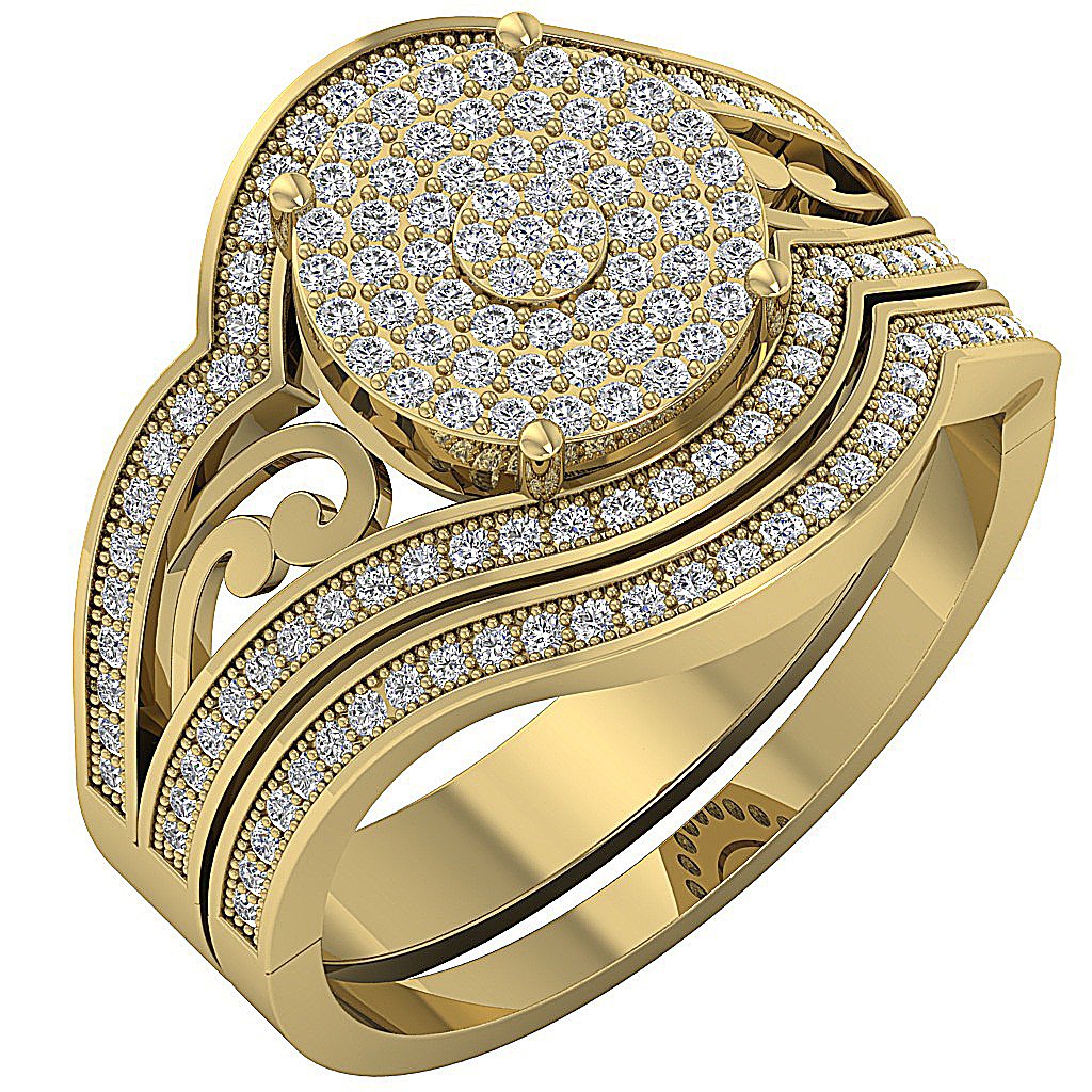 14K Solid Gold Milgrain Halo Bridal Engagement Ring Natural Diamond Prong Set I1 G 0.75 Carat