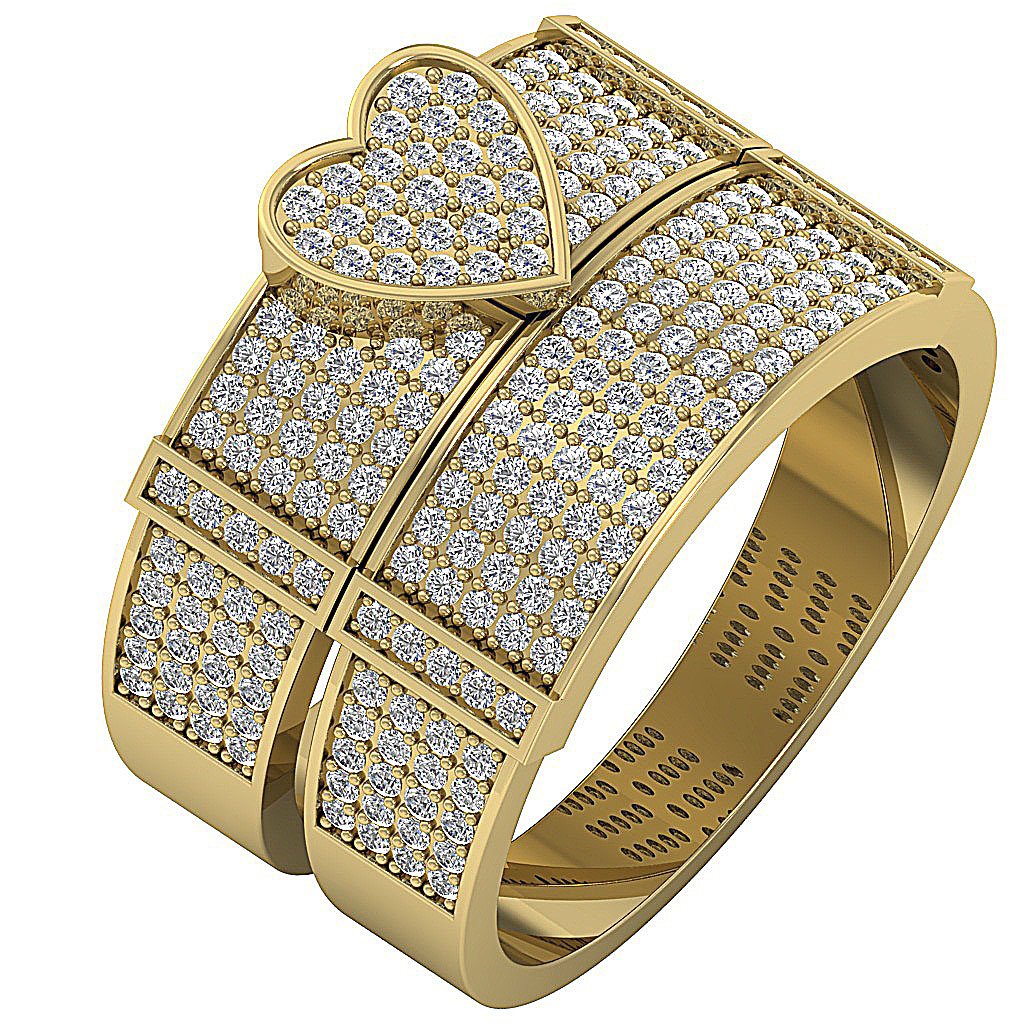 Heart Wedding Rings Bridal Set SI1 G 1.25 Carat Genuine Diamond 14k Gold