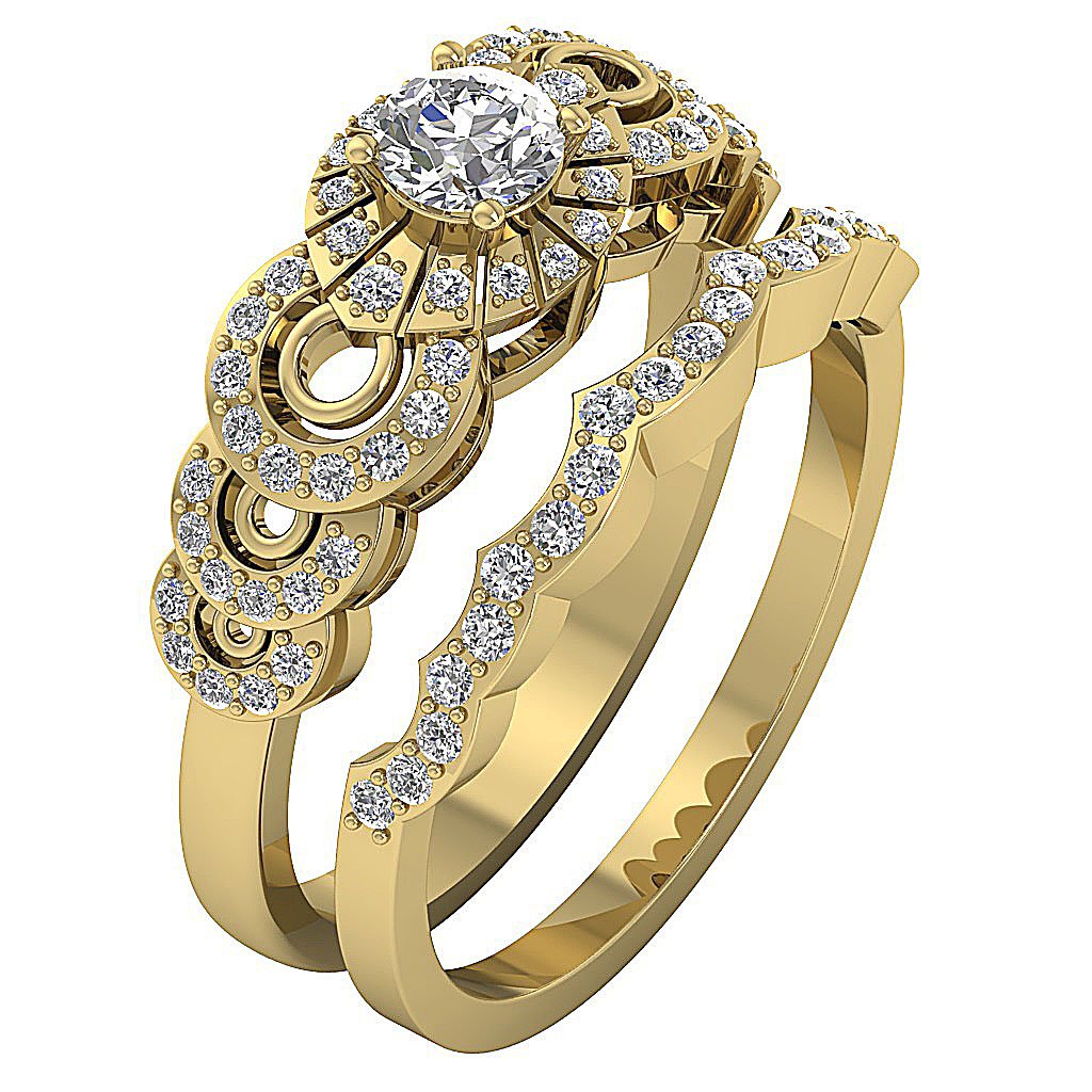 Diamond For Good Jewelers Wedding Bands Set SI1 G 0.80 Carat Round Diamond 14K Gold