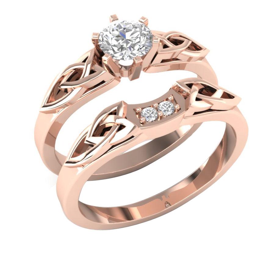 Engagement Ring Wedding Band Set I1 G 0.60 Ct Genuine Diamond 14k White Gold