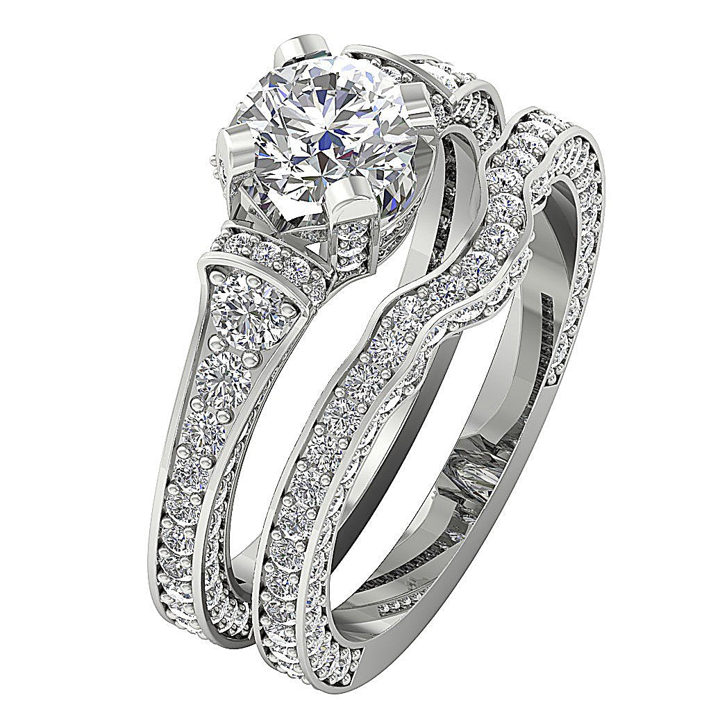 Solitaire Engagement And Wedding Band Sets I1 G 3.20 Ct Genuine Diamond 14K Gold