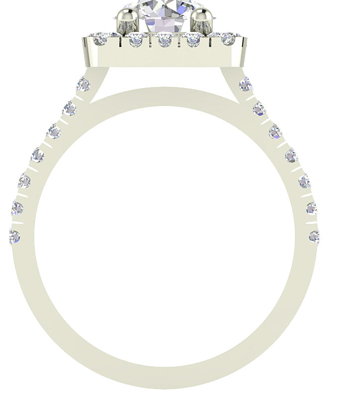 I1 G 2.00 Ct Genuine Diamond Solitaire Cushion Halo Engagement Ring 14K White Yellow Rose Gold
