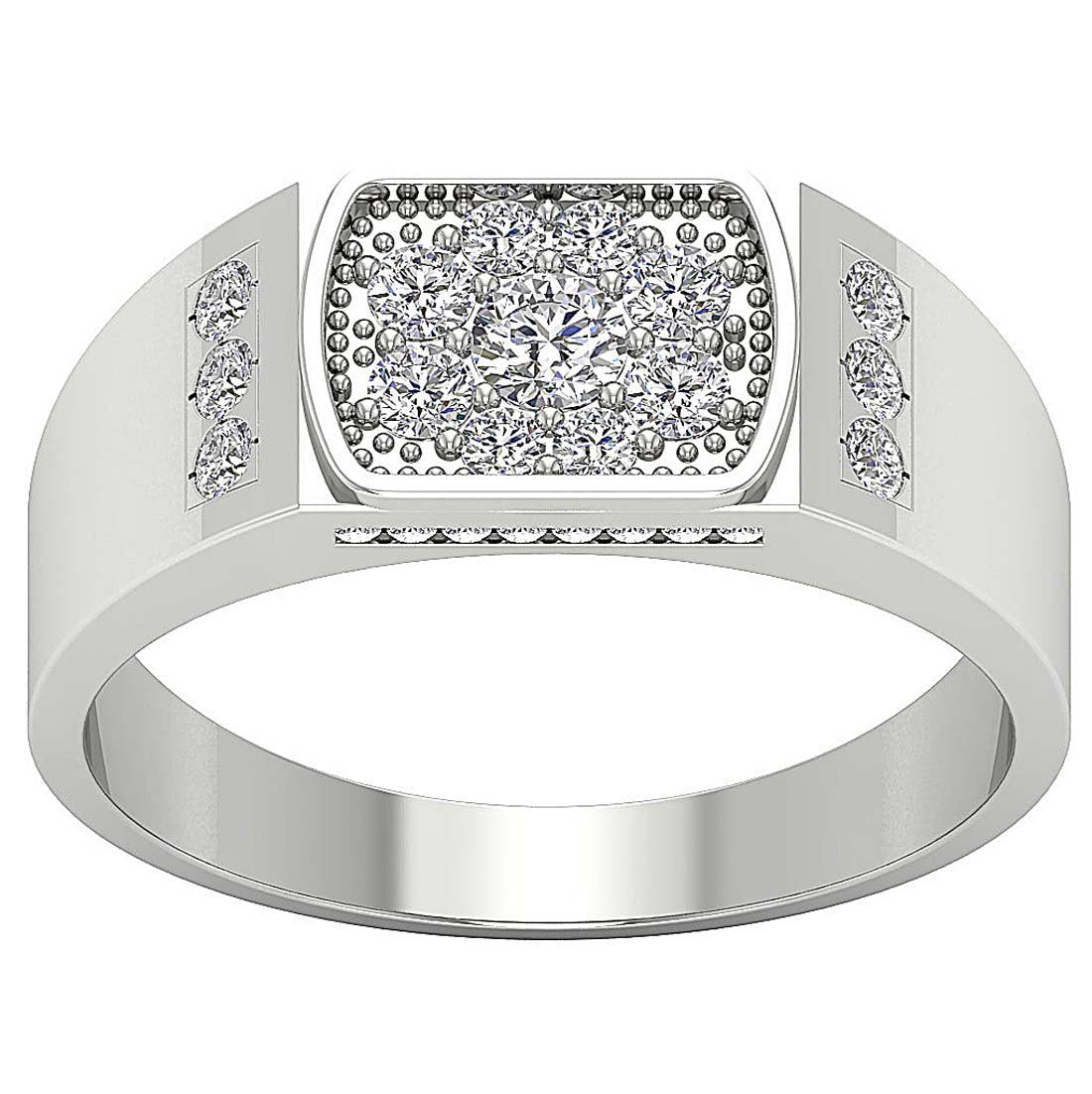 SI1/I1 G 0.90Ct 14k Solid Gold Mens Anniversary Ring Natural Diamond Prong Channel Set Width 8.60MM
