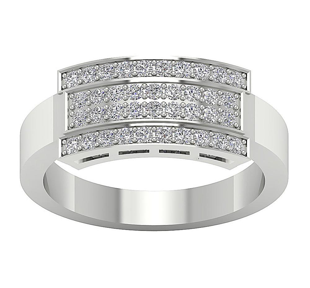 Mens Engagement Ring 14k Solid Gold SI1/I1 G 0.60Ct Natural Diamond Prong Set Width 8.15MM