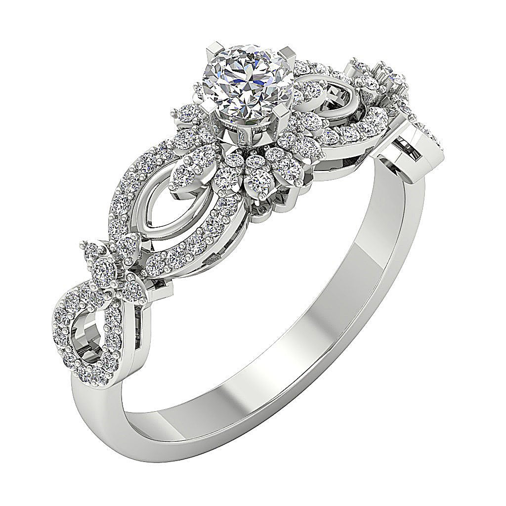 I1 G 0.70 Ct Prong Set 7.80MM 14K Gold Solitaire With Accent Natural Diamond Wedding Designer Ring