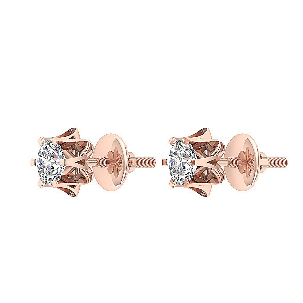 Natural Diamond Solitaire Studs Earring SI1/I1 G 0.30 Ct 14k/18k White Gold Prong Set