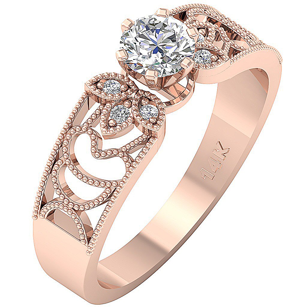 Prong Set Solitaire Wedding Ring Genuine Diamond SI1 G 0.50 Ct 14k Solid Gold 5.40 MM