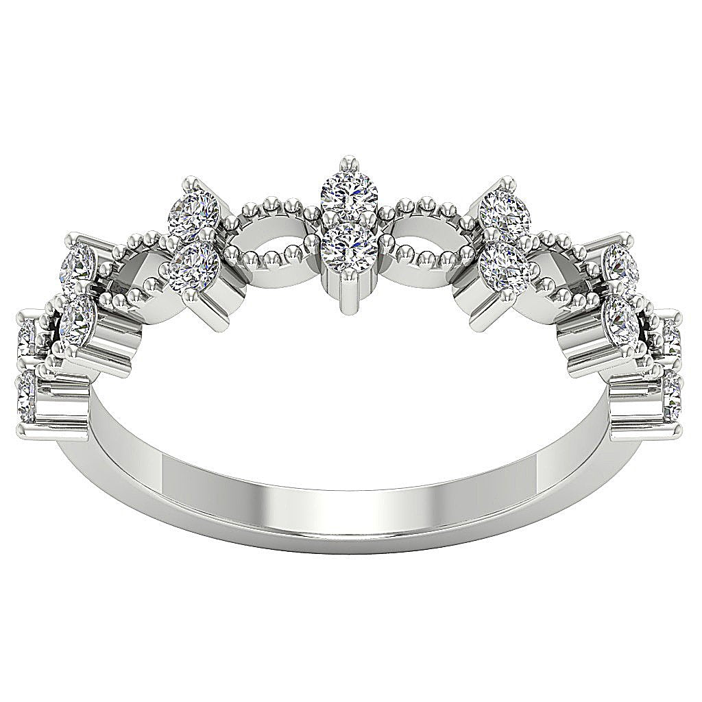 Designer Anniversary Ring Round Diamond SI1 G 0.55 Ct 14K Solid Gold Prong Set 5.20MM