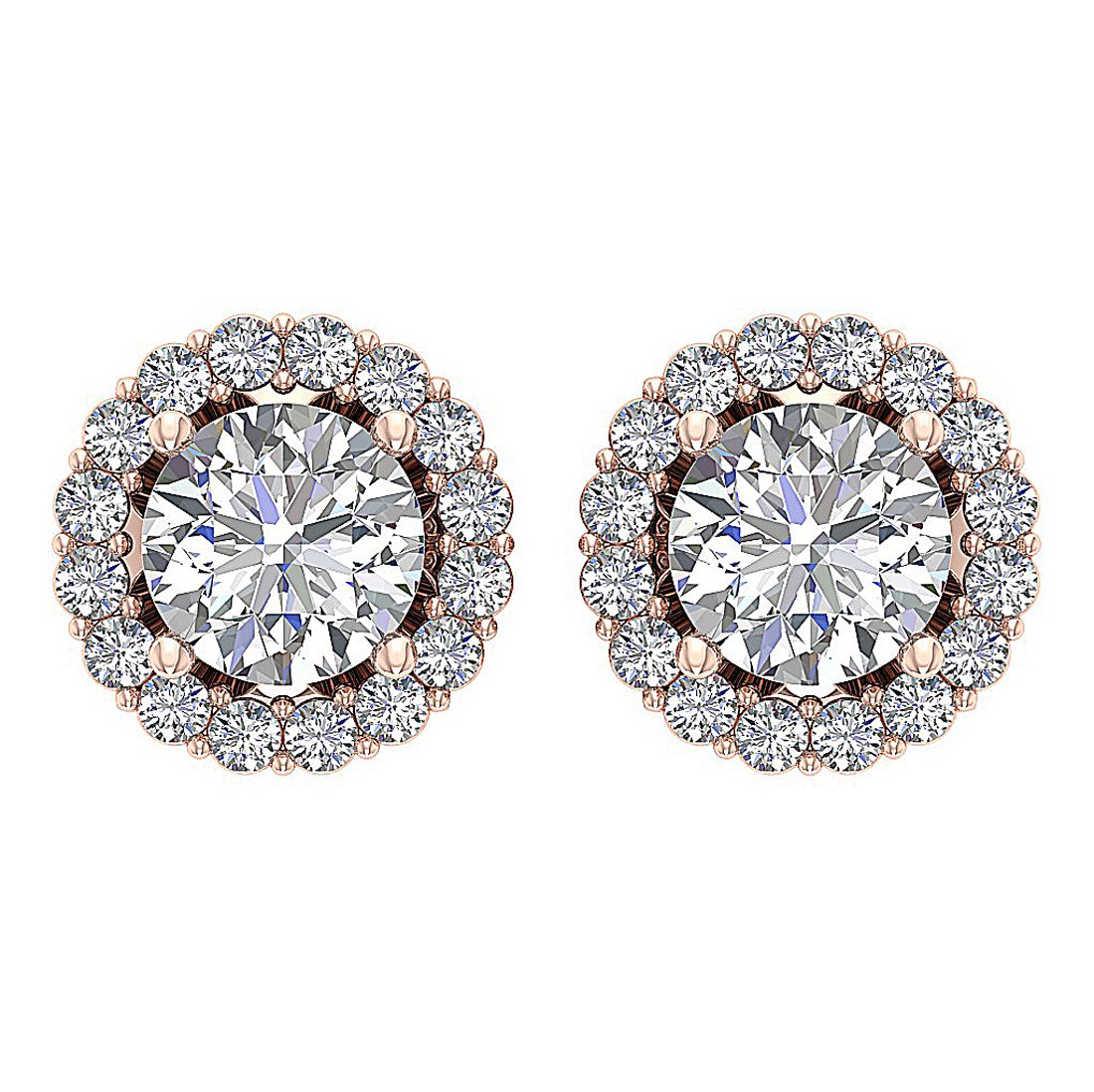 14k Solid Gold Genuine Diamond SI1/I1 G 2.11 Ct Removable Jacket Studs Earrings