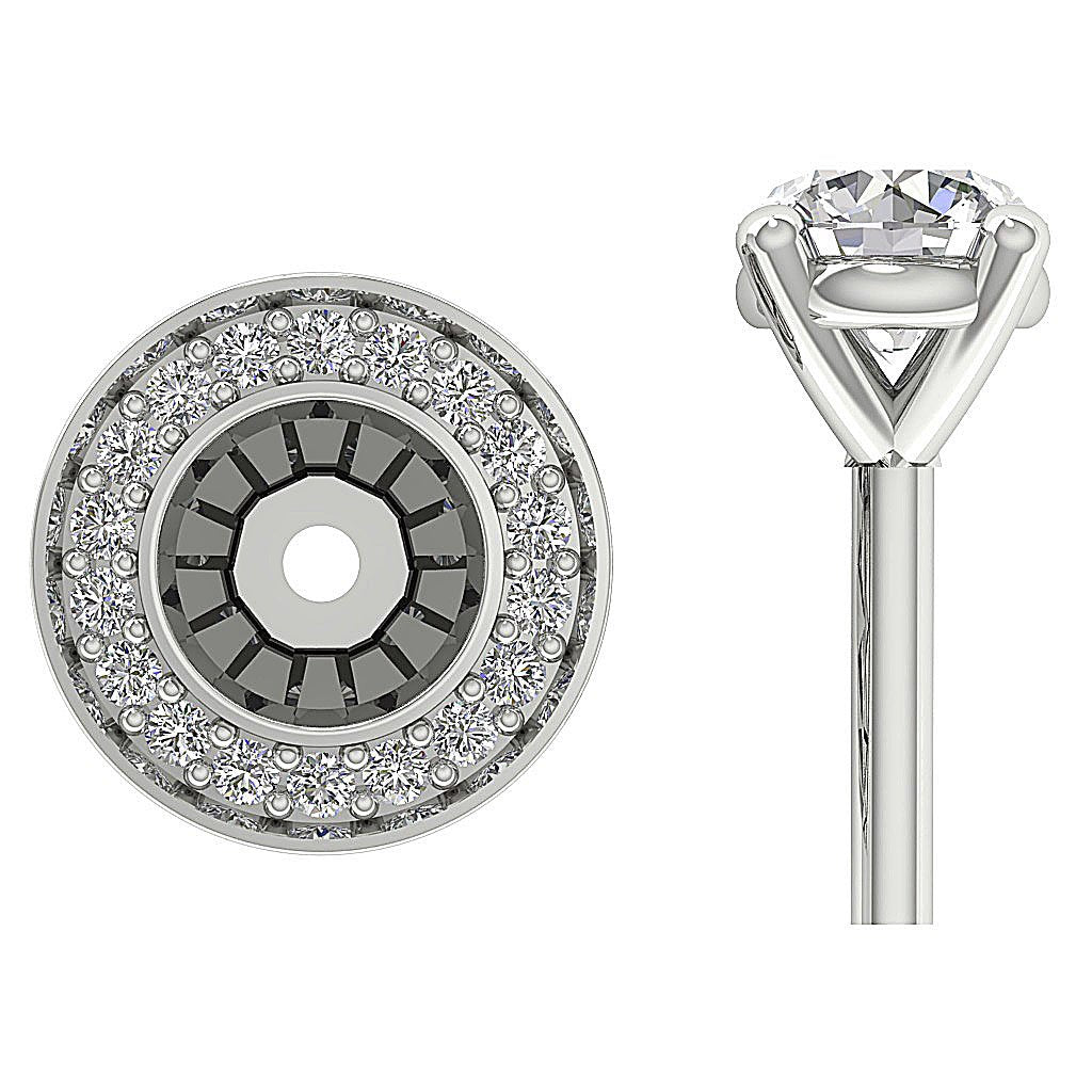 14k Solid Gold Natural Diamond VS1/SI1/I1 G 1.50 Ct Removable Jacket Studs Earrings
