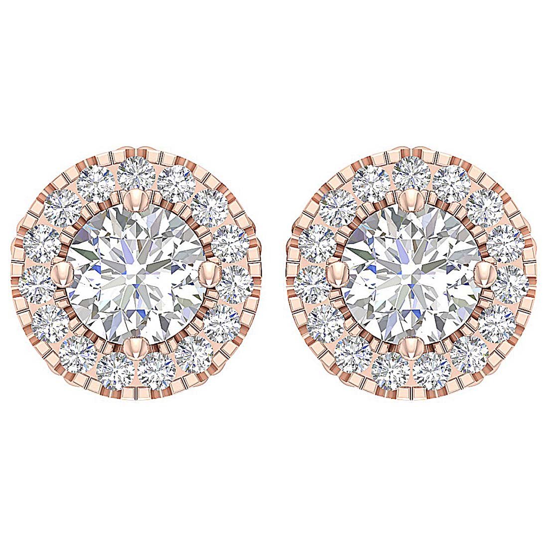 14k Solid Gold Round Diamond SI1/I1 G 1.55 Ct Removable Jacket Studs Earrings
