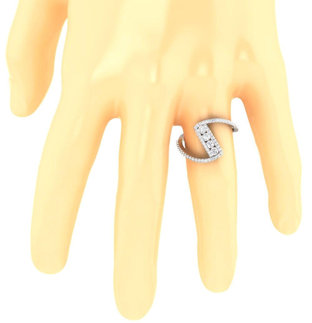 Engagement Fashion Diamond Ring Prong & Channel Set SI1 G 0.80 Ct 14.85 MM