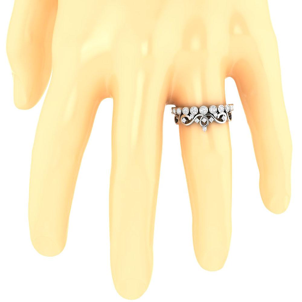 14k White Gold Anniversary Ring I1 G 0.50 Ct Round Diamond Prong Bezel Set 8.75 MM