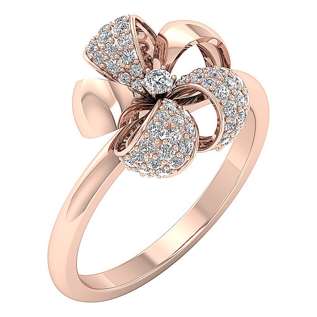 14K Rose Gold Designer Anniversary Ring Round Diamond SI1 G 0.60 Ct Prong Set 13.50 MM