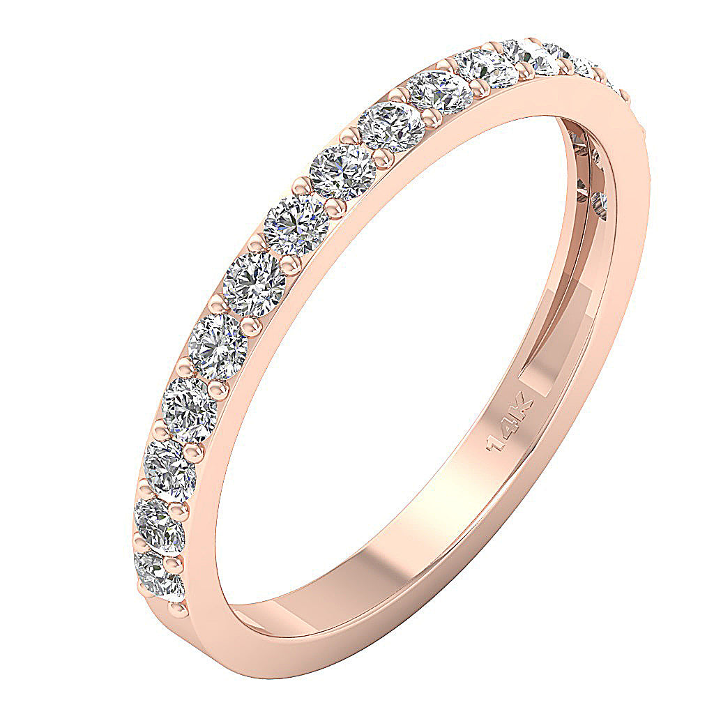 Anniversary Ring Round Diamond I1 G 0.75 Ct 14K White Gold Prong Set