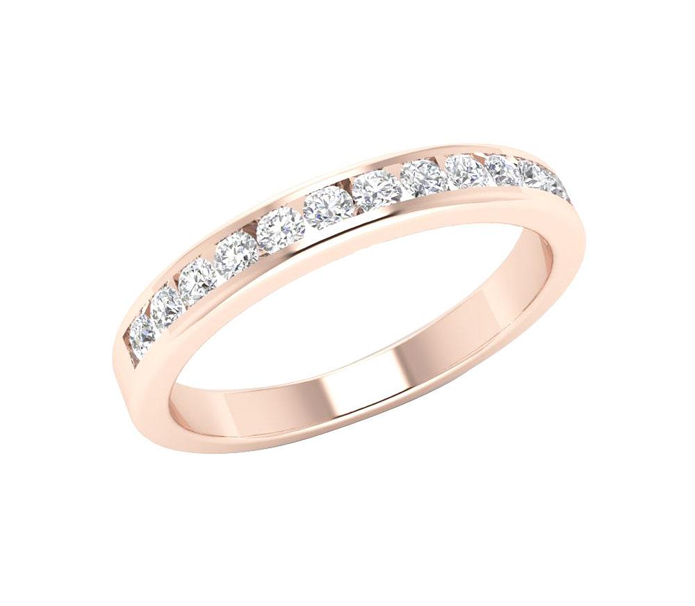 I1 G 0.55 Ct Designer Wedding Ring Genuine Diamond 14K Rose Gold Channel Set 3.00 MM