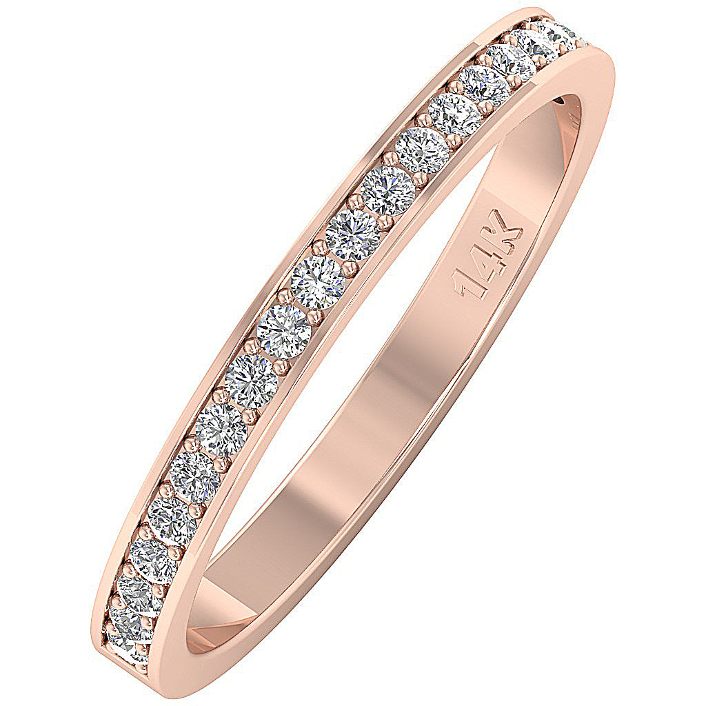 Anniversary Ring Round Diamond I1 G 0.35 Carat 14K Solid Gold Pave Set