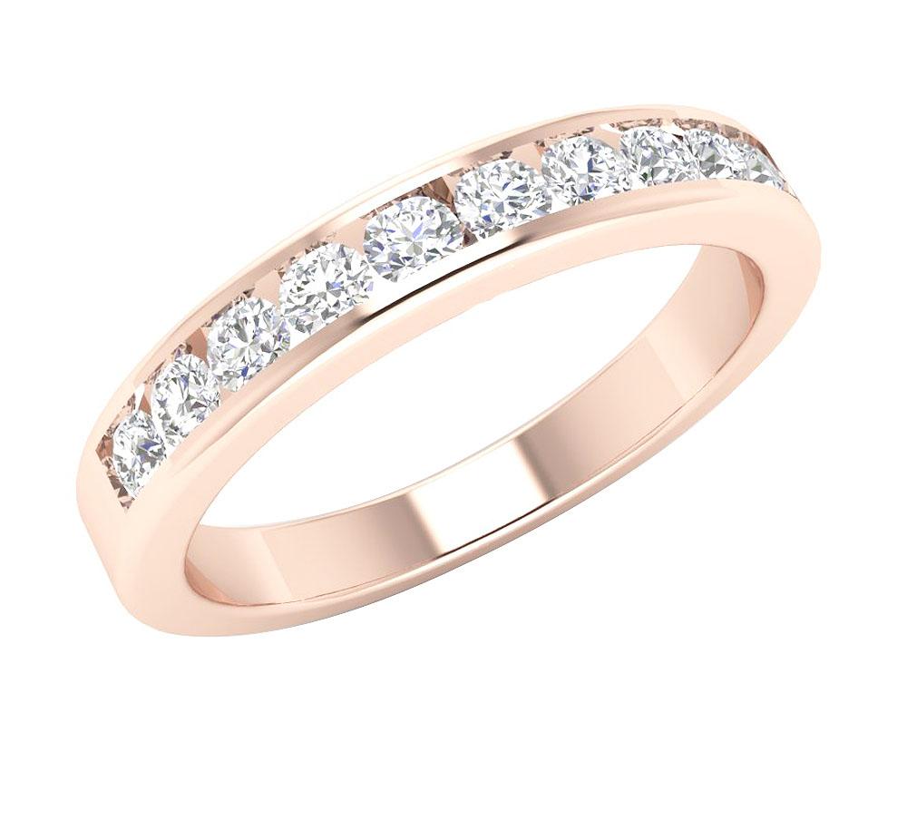 Engagement Fashion Genuine Diamond Ring Channel Set I1 G 0.60 Ct 3.30 MM