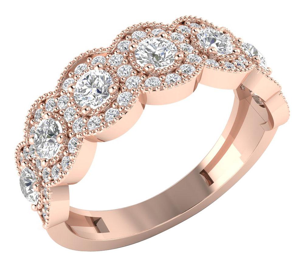 14k Solid Gold Halo Bridal Anniversary Ring Prong Set I1 G 1.20 Carat Round Diamond Cut