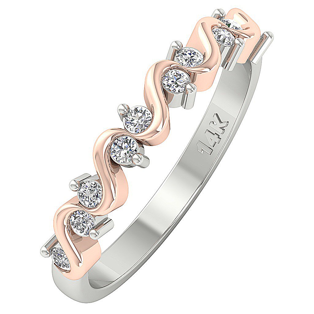 Natural Diamond 14k Two tone Gold Designer Engagement Ring SI1 G 0.30 Ct 3.40 MM