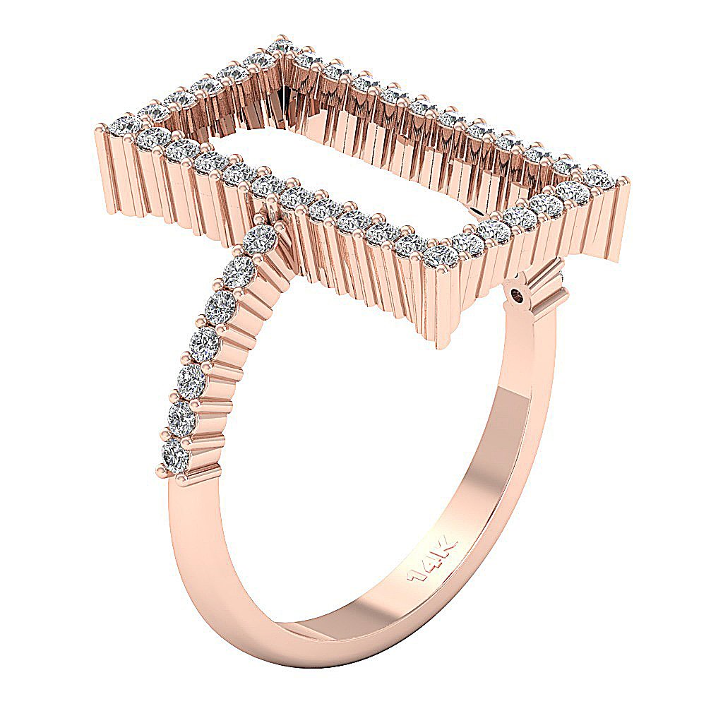 Natural Diamond Designer Fashion Engagement Ring I1 G 0.55 Ct 14k White Gold Prong Set