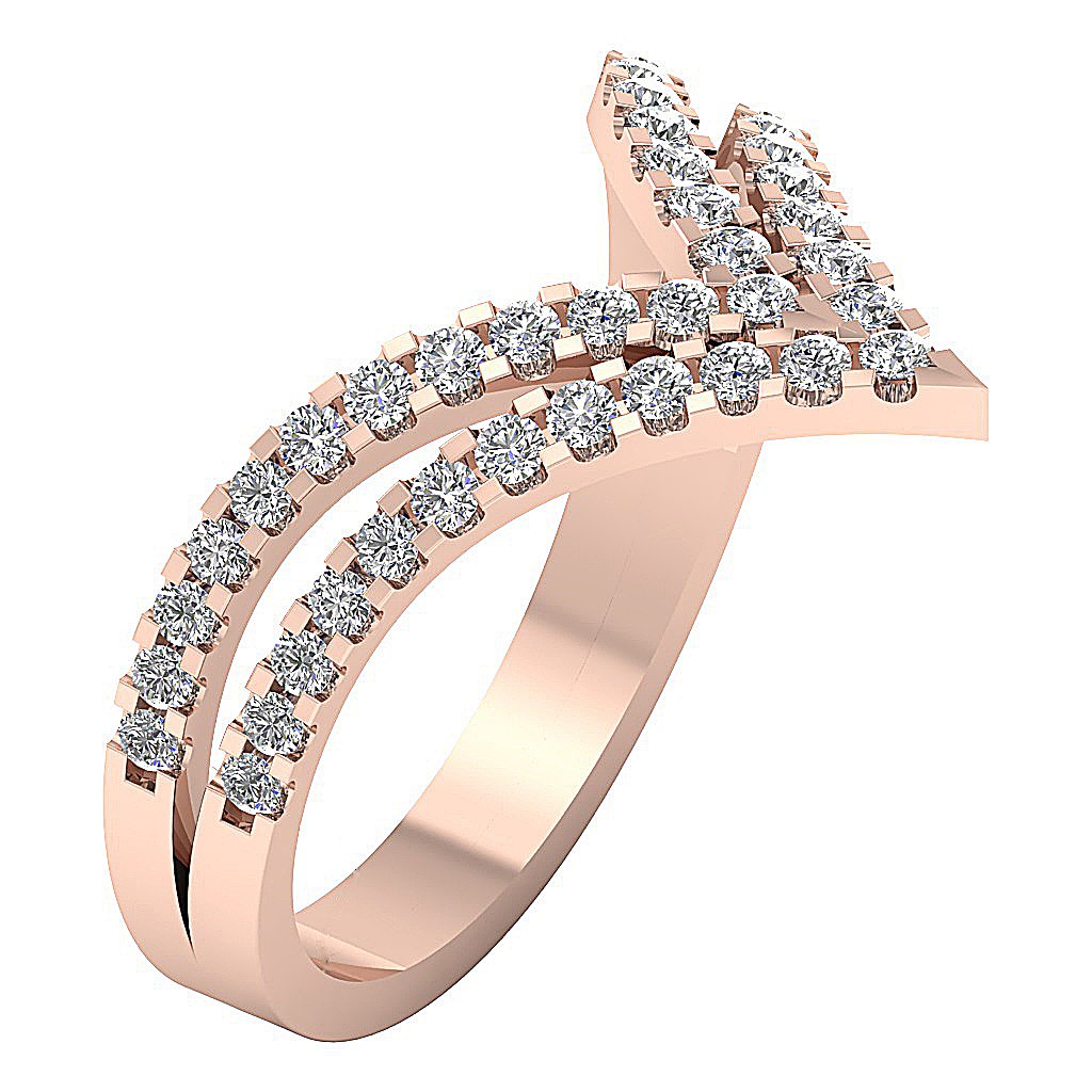 Designer Anniversary Ring Round Diamond SI1 G 0.75 Ct 14K Yellow Gold Prong Set 15.00 MM