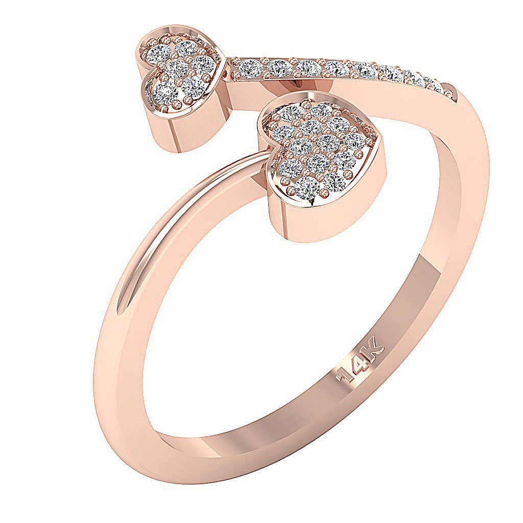 Natural Diamond Engagement Ring Open Prong Set VS1 E 0.20 Ct 14k Solid Gold 12.50 MM