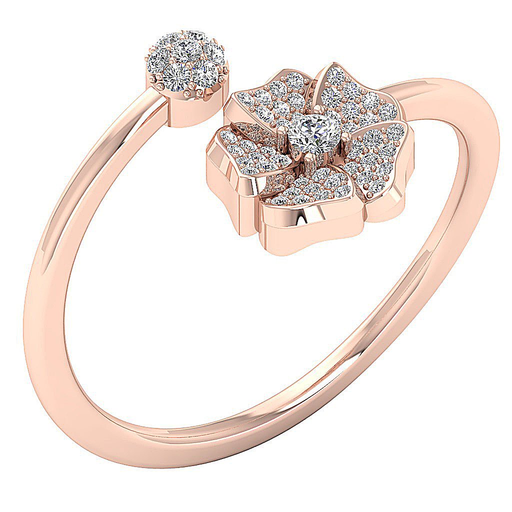 Open Flower Design Prong Set Wedding Ring I1 G 0.30 Ct 14k White Yellow Rose Gold